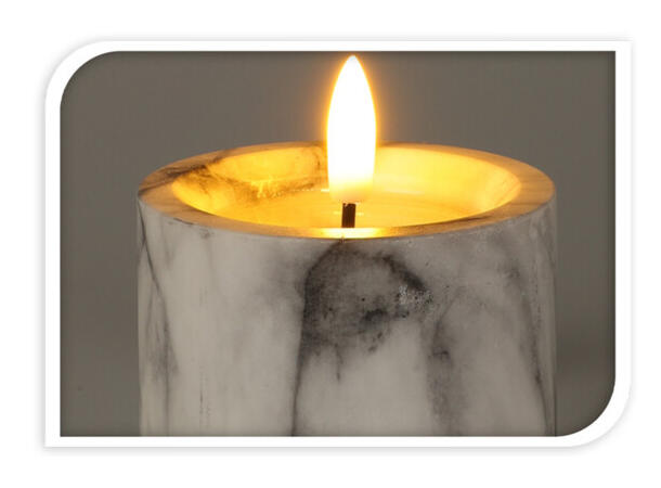 Kubbelys LED hvit marmor 7,5x10cm bv.flm Batteri:2xAA Timer:6/18t 