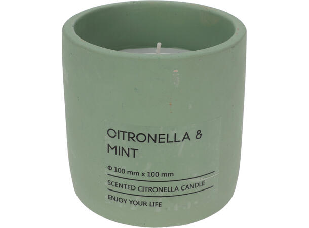 Duftlys grønn krukke Citronella 10x10xcm Vekt: 670gram Hvit voks: 170gram 