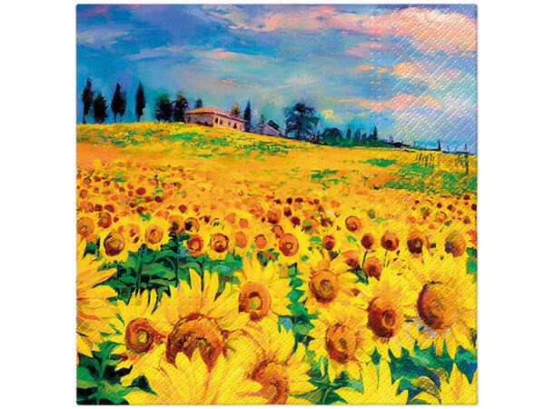 Serviett lunsj 20 stk Painted Sunflowers 3 lag 33x33cm 