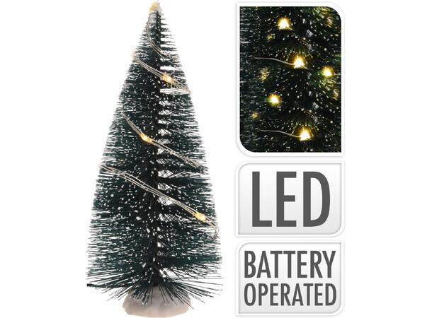 Juletre børste grøn m/ledlys snølook s/2 Batteri:2xAA 