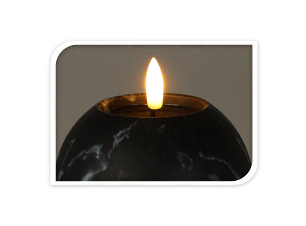 Kulelys LED sort marmor 10x7,5cm bv.flam Batteri:2xAA Timer 6/18t x 